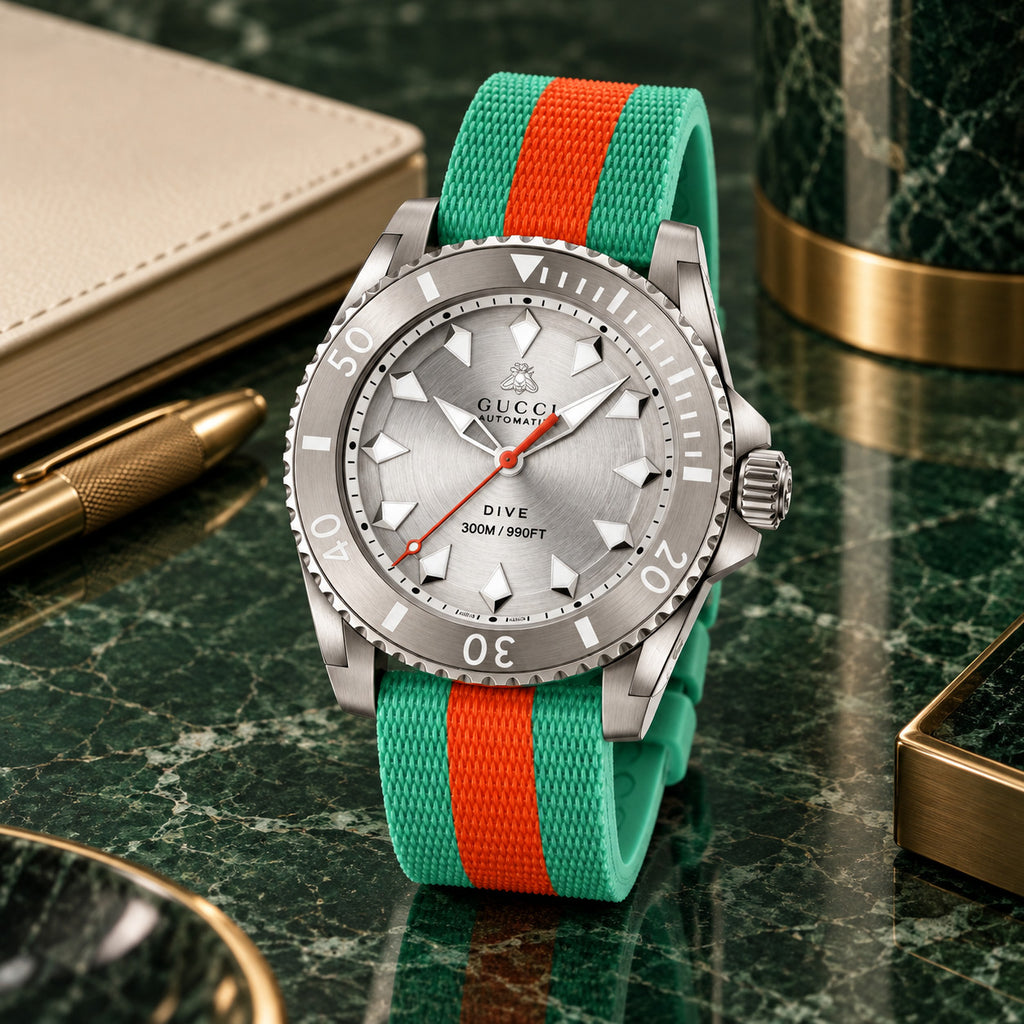 Gucci Dive 40 mm Silver sunburst Watch – YA136351
