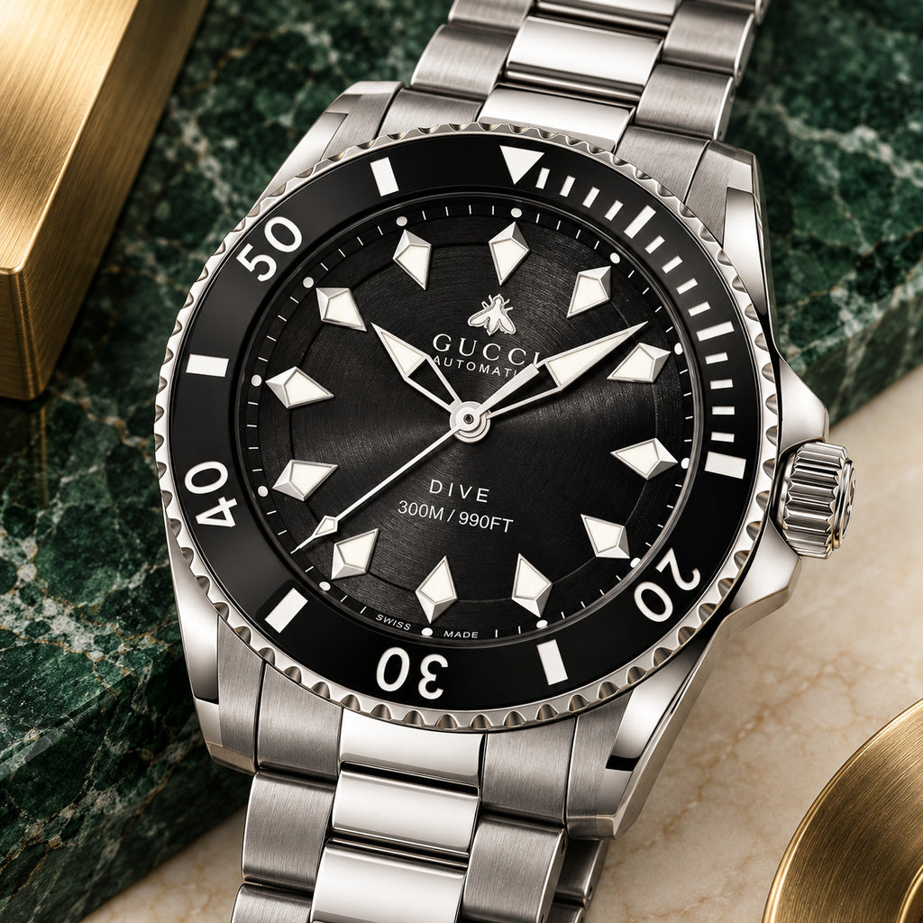 Gucci Dive 40 mm Black sunburst Watch – YA136353