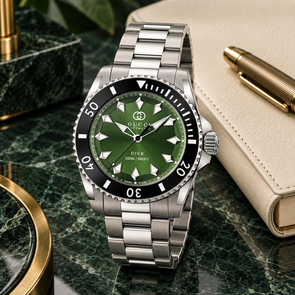 Gucci Dive 40 mm Green sunburst Watch – YA136363