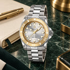 Gucci Dive 40 mm Silver sunburst with gold-tone accents Watch – YA136357