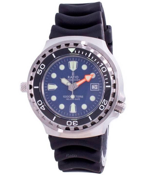 Ratio 2nd Generation Free Diver Helium-Safe Quarz 1038EF102V-BLU-V02 1000M Herrenuhr