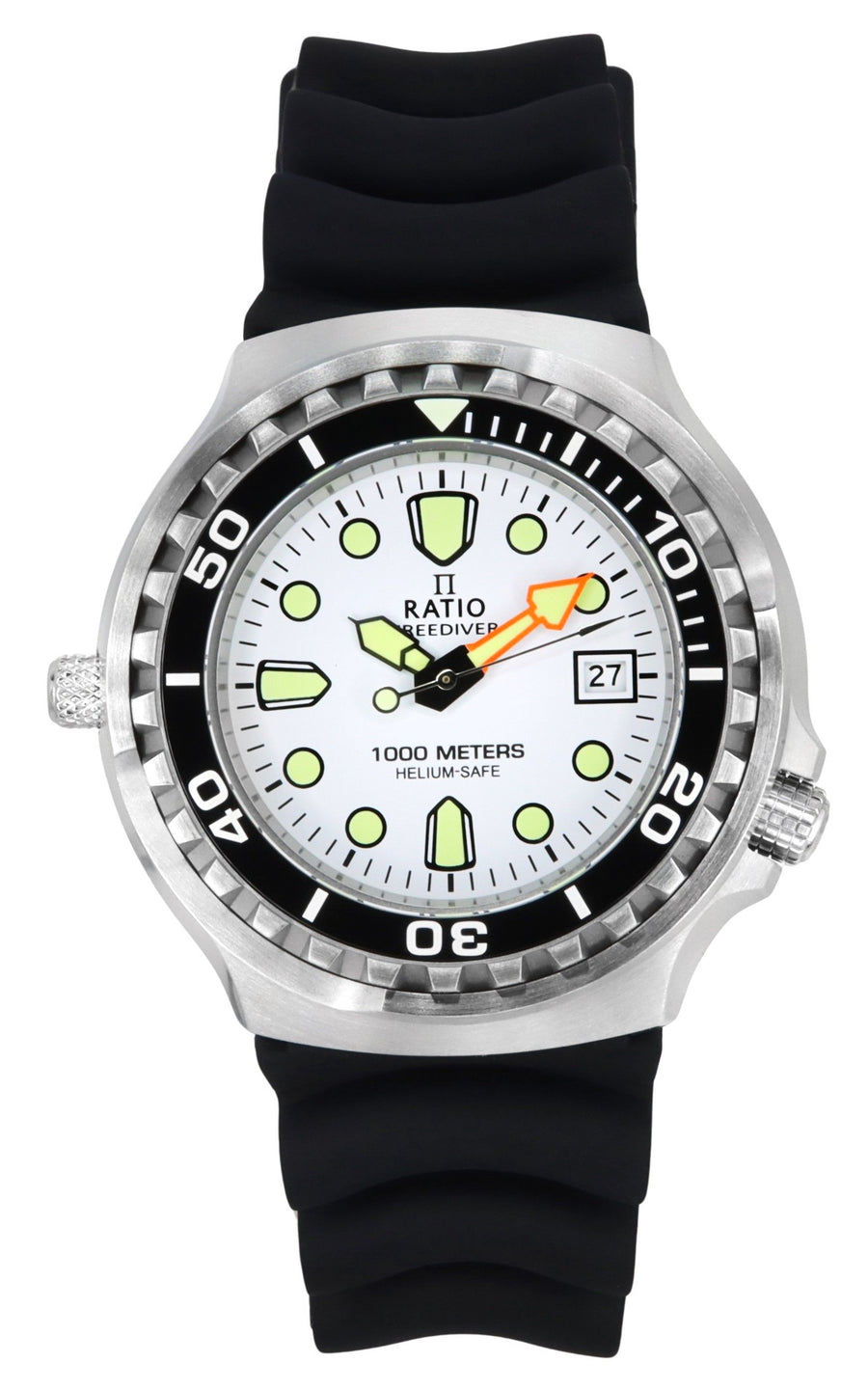 Ratio FreeDiver Version 02 Helium Safe 1000M Saphir Quarz Weißes Zifferblatt 1038EF102V-WHT-V02 Herrenuhr