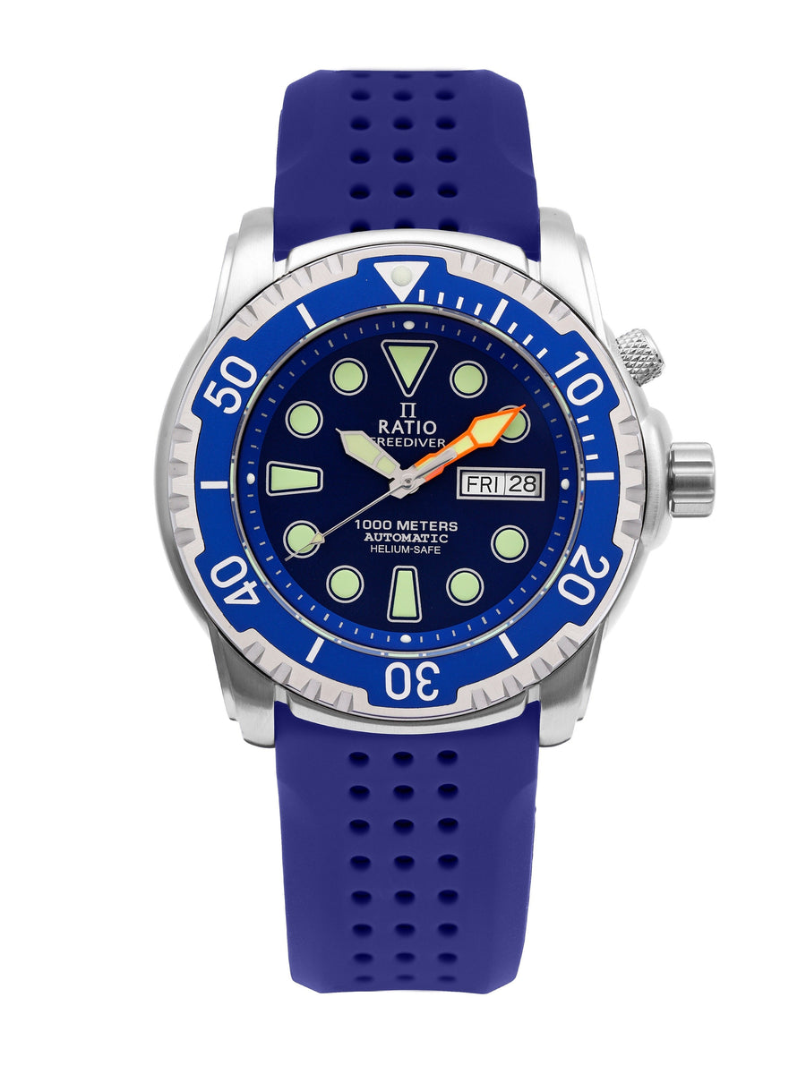 Ratio FreeDiver Version 02 Helium Safe 1000M Saphir Automatik Blaues Zifferblatt 1068HA90-34VA-BLU-V02 Herrenuhr