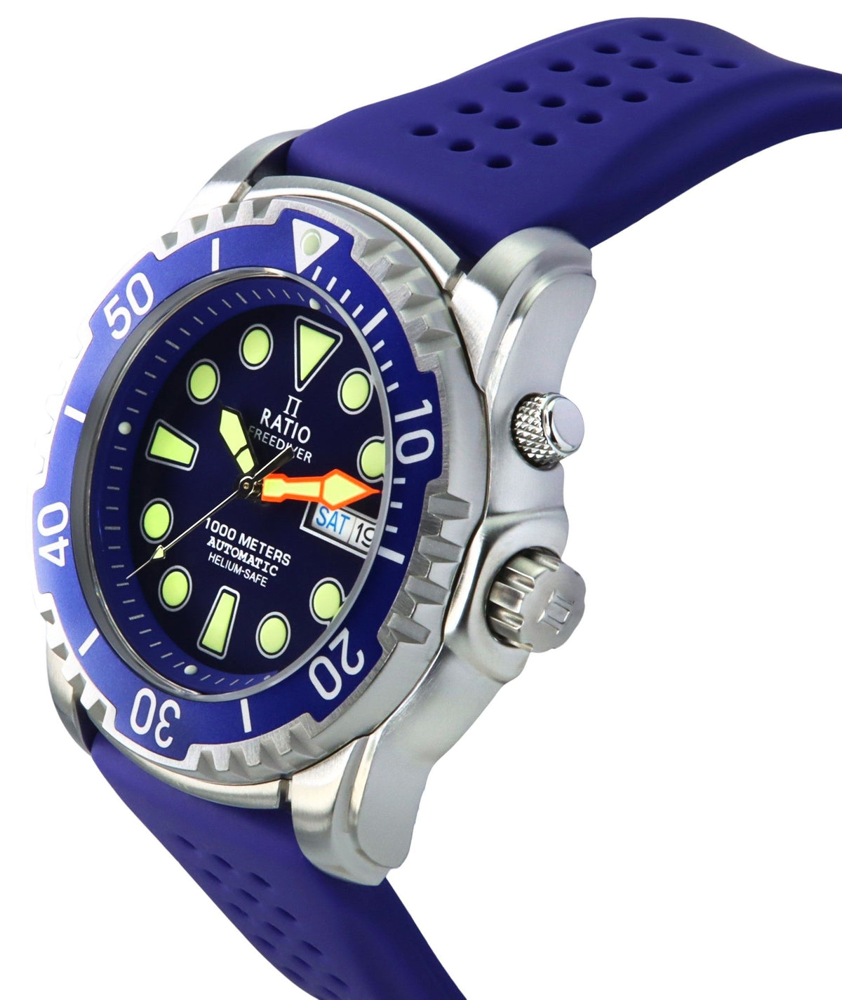 Ratio FreeDiver-versie 02 Helium Safe 1000M Saffier automatische blauwe wijzerplaat 1068HA90-34VA-BLU-V02 Herenhorloge