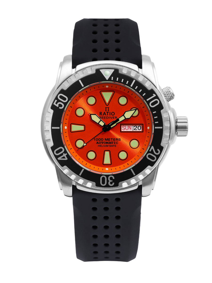 Ratio FreeDiver Version 02 Helium Safe 1000M Saphir Automatik Orange Zifferblatt 1068HA90-34VA-ORG-V02 Herrenuhr