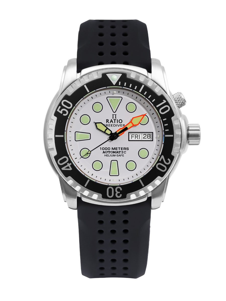 Ratio FreeDiver Version 02 Helium Safe 1000M Saphir Automatik Weißes Zifferblatt 1068HA90-34VA-WHT-V02 Herrenuhr