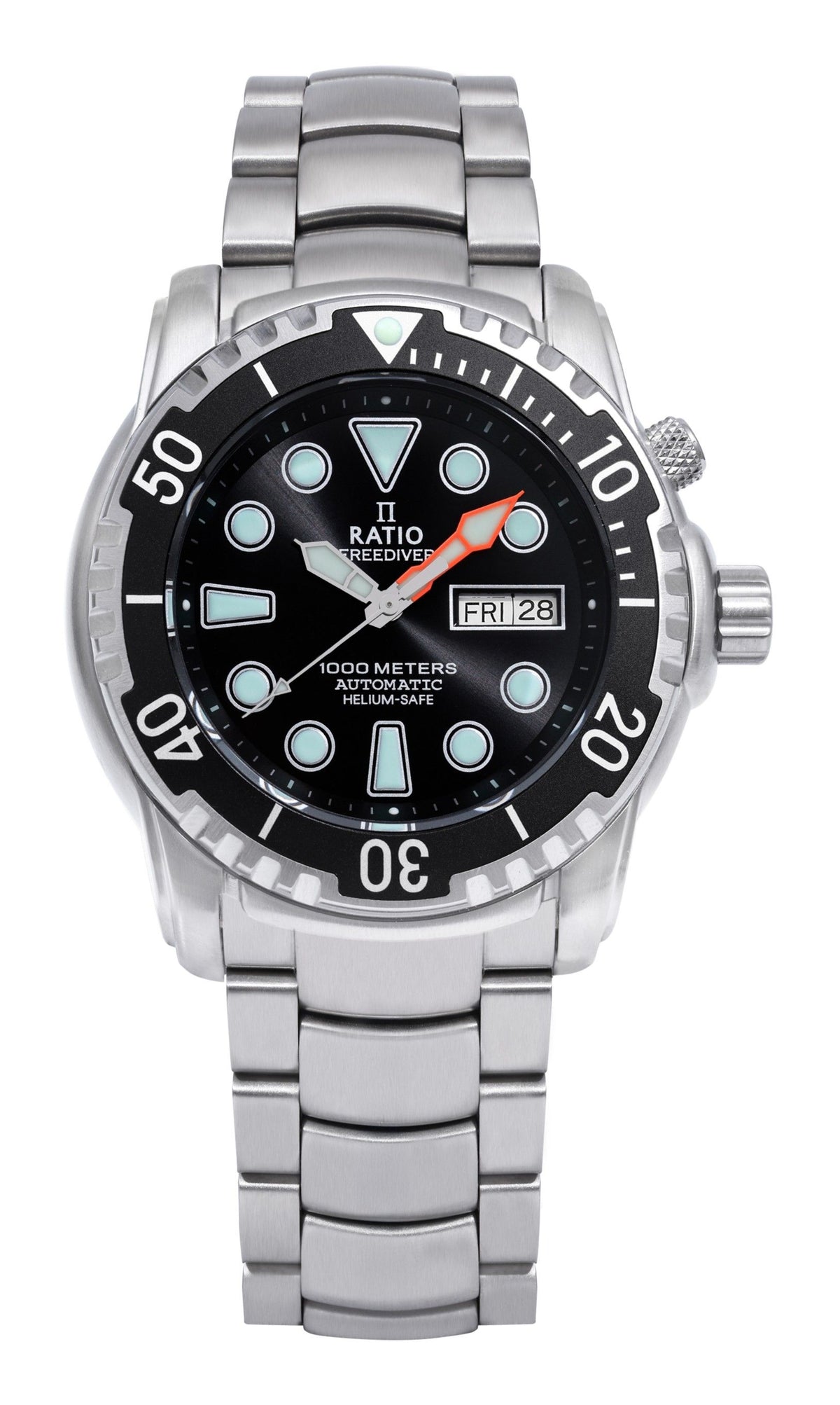 Ratio FreeDiver Helium-Safe 1000M Saffier automatisch 1068HA96-34VA-BLK Herenhorloge