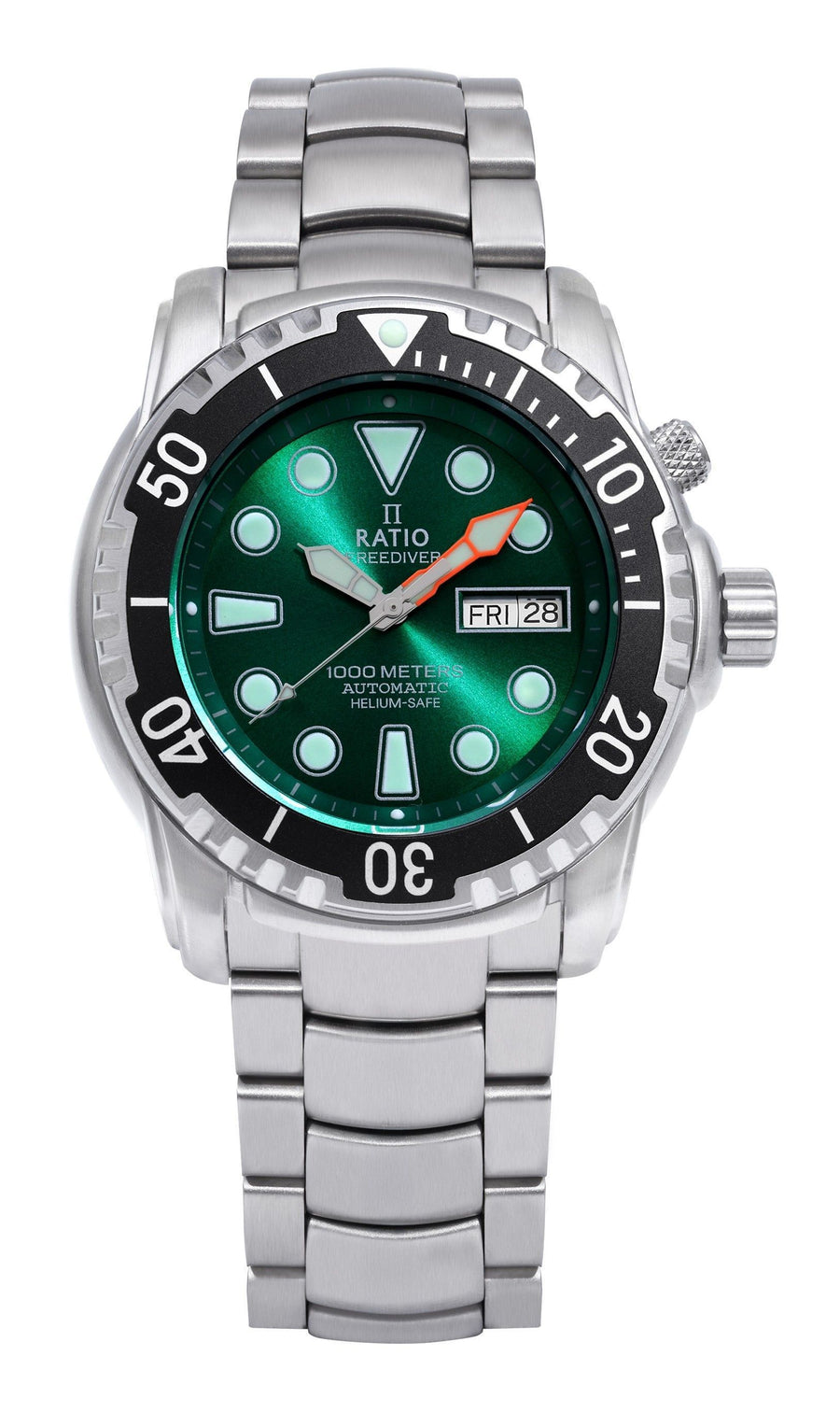 Ratio FreeDiver Helium-Sicher Saphir Automatik 1000M 1068HA96-34VA-GRN Herrenuhr