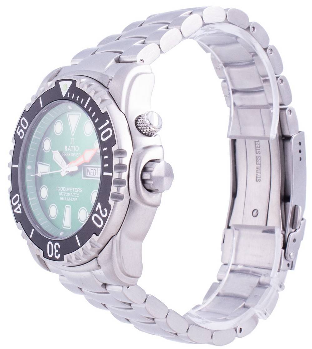 Ratio FreeDiver Helium-Safe 1000M Saffier automatisch 1068HA96-34VA-GRN Herenhorloge