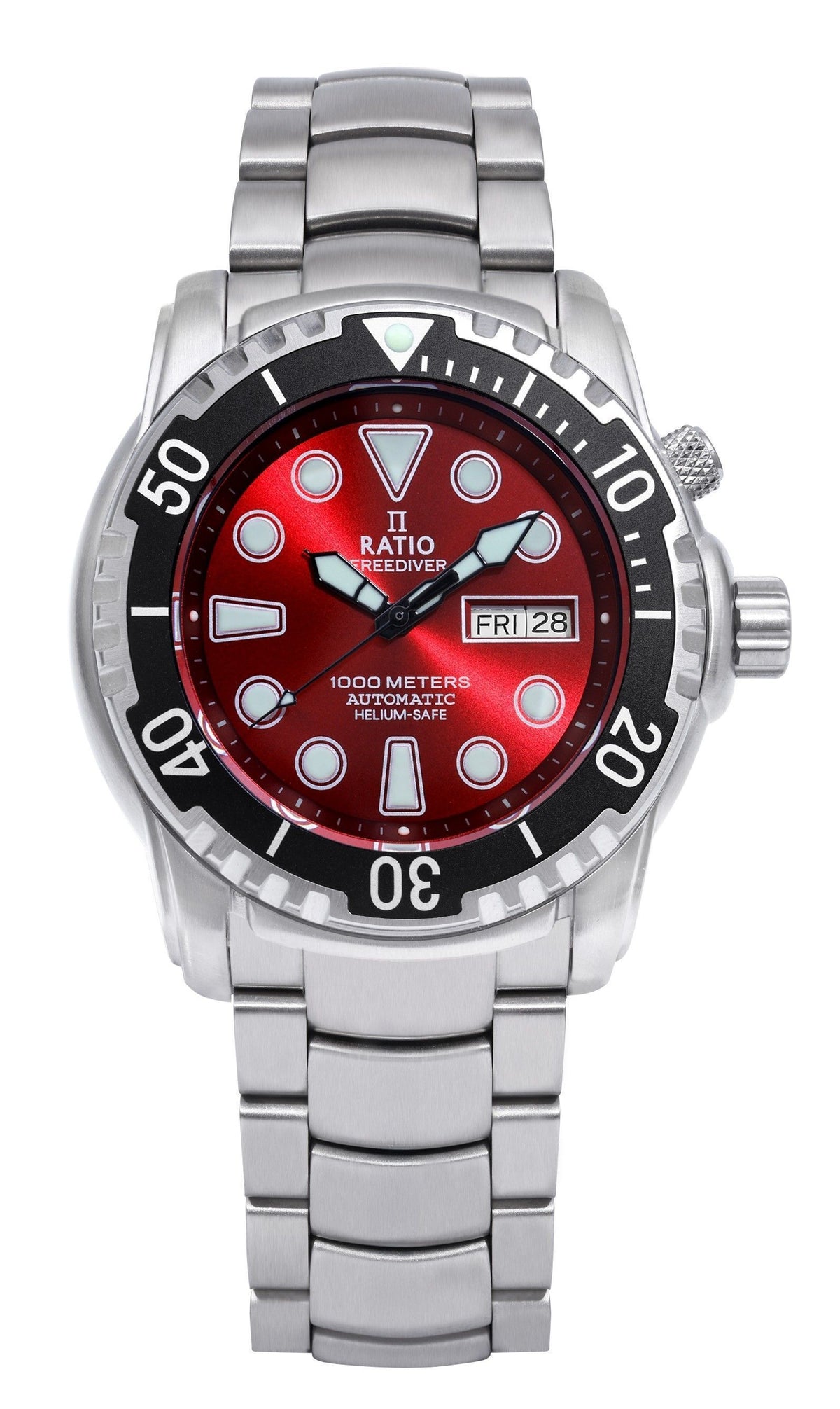 Ratio FreeDiver Helium-Safe 1000M Saffier automatisch 1068HA96-34VA-RED Herenhorloge
