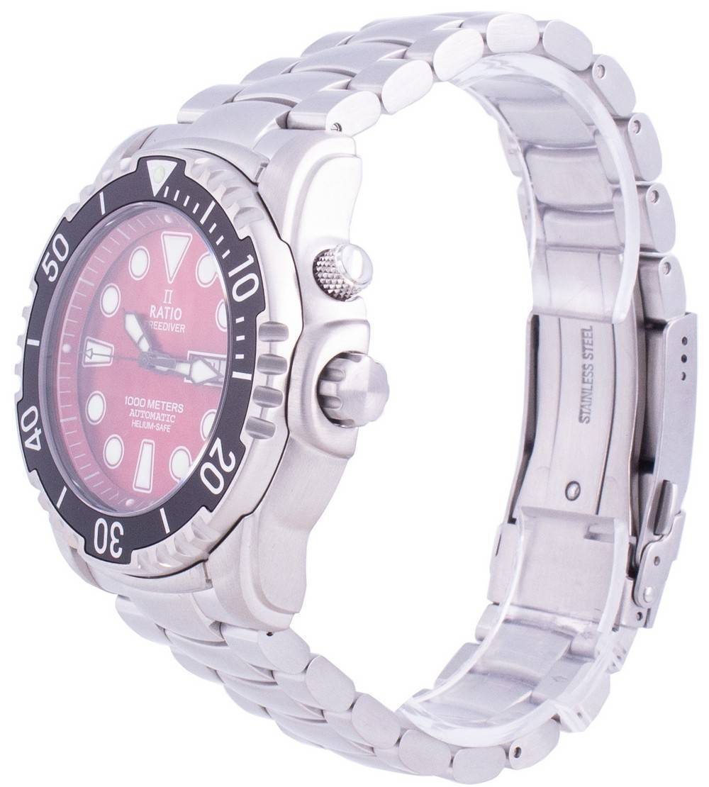 Ratio FreeDiver Helium-Safe 1000M Saffier automatisch 1068HA96-34VA-RED Herenhorloge