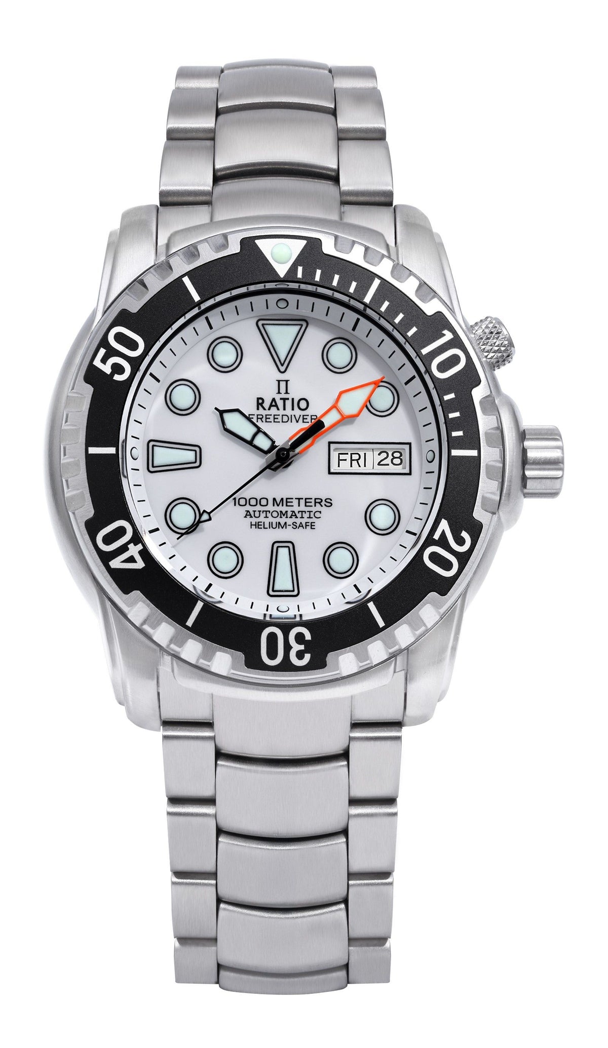 Ratio FreeDiver Helium-Safe 1000M Saffier automatisch 1068HA96-34VA-WHT Herenhorloge