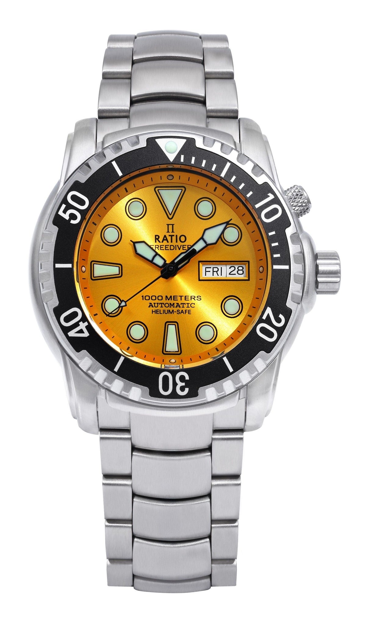 Ratio FreeDiver Helium-Safe 1000M Saffier automatisch 1068HA96-34VA-YLW Herenhorloge