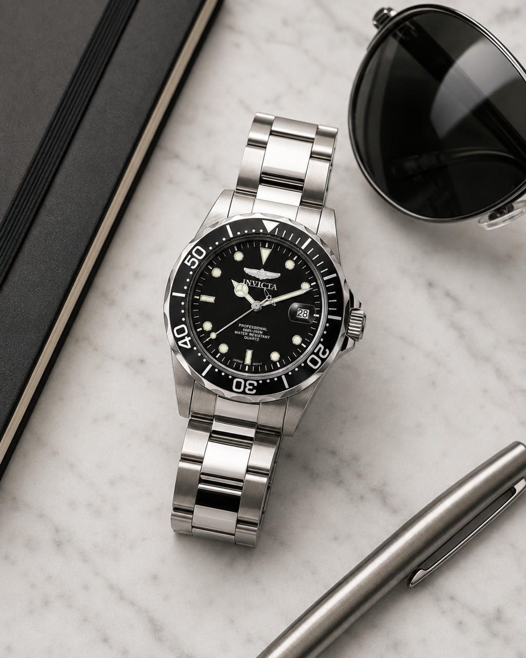 Invicta Pro Diver 200M Quartz Herrenuhr mit schwarzem Zifferblatt 8932