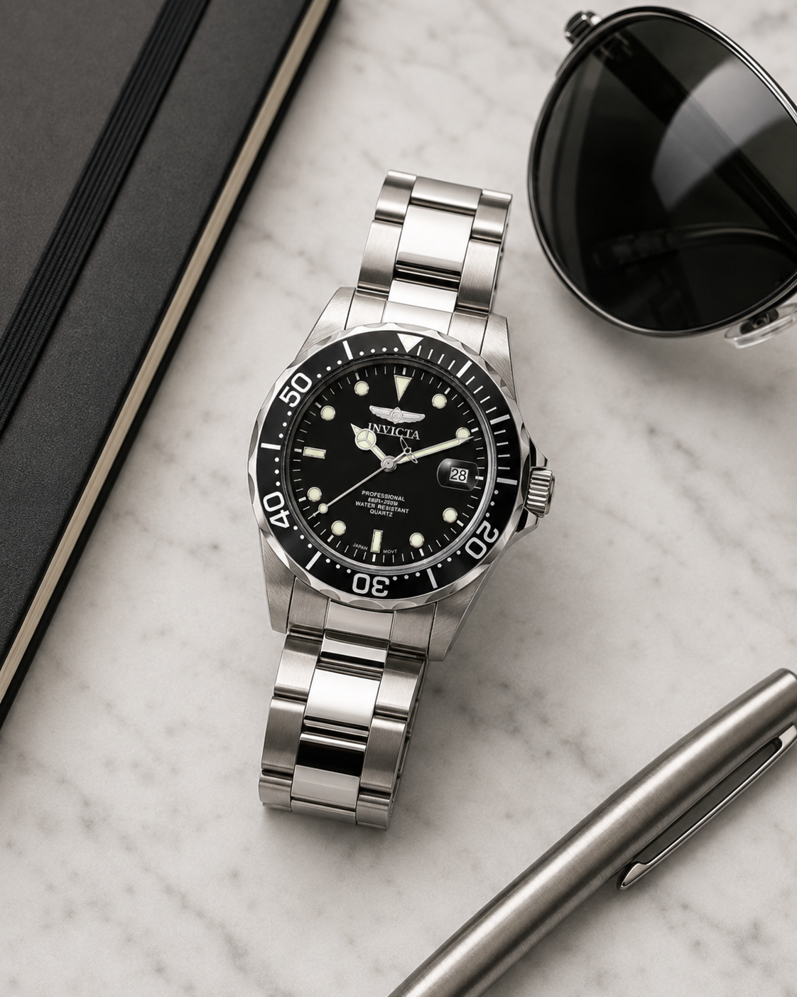 Invicta Pro Diver 200M Quartz Herrenuhr mit schwarzem Zifferblatt 8932