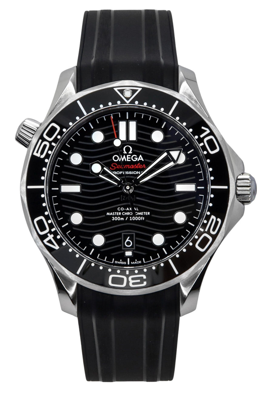 Omega Seamaster Kautschukarmband Schwarzes Zifferblatt Automatik Taucheruhr 210.32.42.20.01.001 300M Herrenuhr
