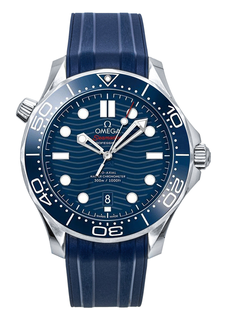 Omega Seamaster Kautschukarmband Blaues Zifferblatt Automatik Taucheruhr 210.32.42.20.03.001 300M Herrenuhr