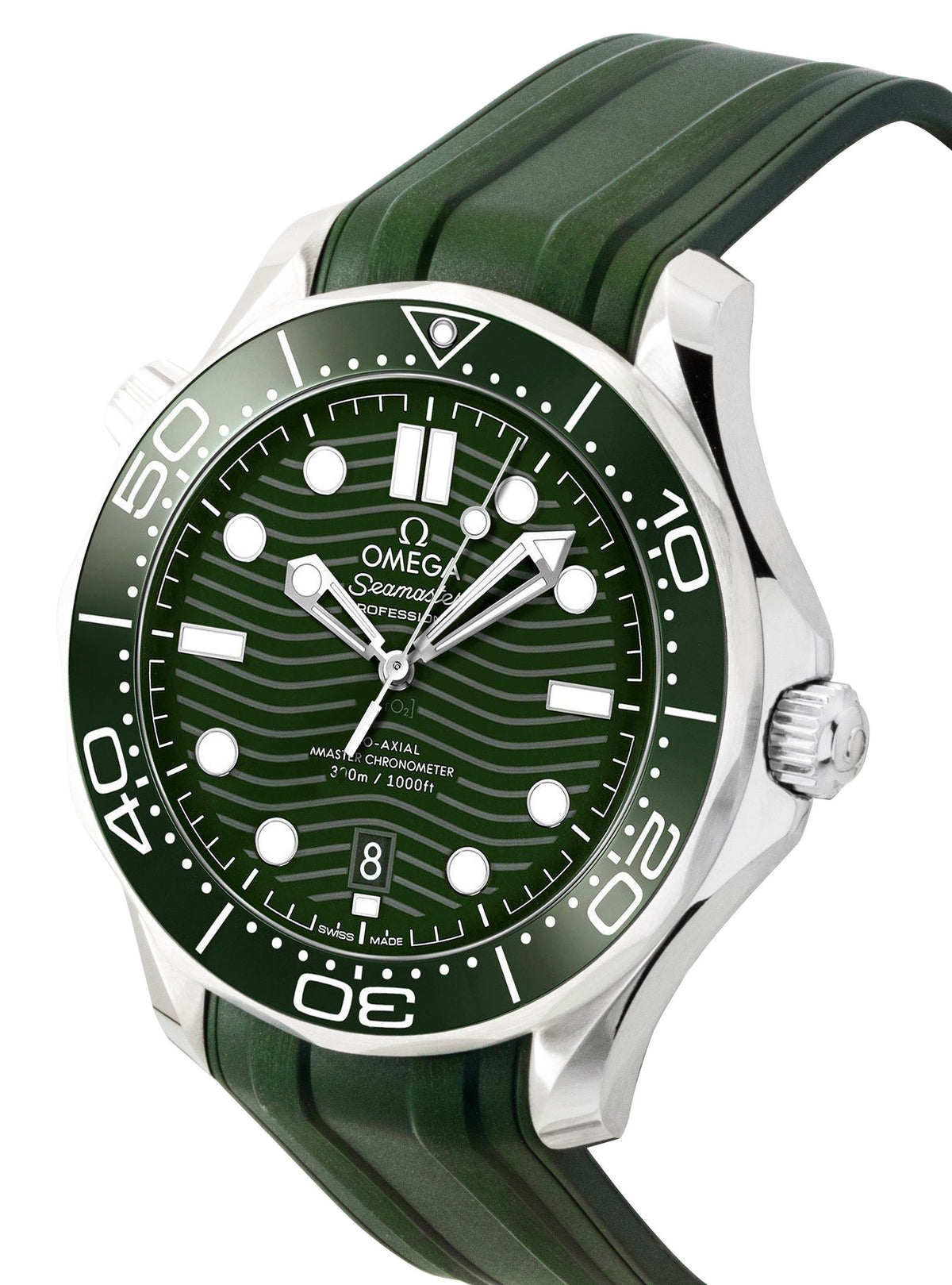 Omega Seamaster rubberen band groene wijzerplaat automatisch duiker 210.32.42.20.10.001 300M herenhorloge