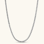 Men's 316L stainless steel twisted rope chain necklace, 560mm length, 3.9mm width, silver tone, screw clasp.