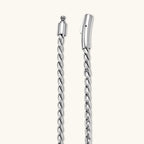Men's 316L stainless steel twisted rope chain necklace, 560mm length, 3.9mm width, silver tone, screw clasp.