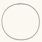 Men's 316L stainless steel twisted rope chain necklace, 560mm length, 3.9mm width, silver tone, screw clasp.