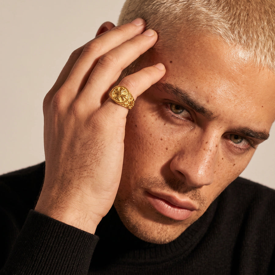 Men's Cross Signet Ring