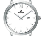 Westar Profile Leather Strap White Dial Quartz 50214STN101 Men's Watch