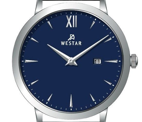 Westar Profile Leather Strap Blue Dial Quartz 50214STN104 Men's Watch