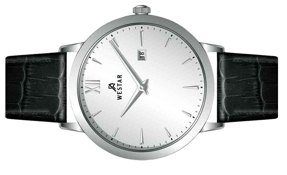Westar Profile Leather Strap Silver Dial Quartz 50214STN107 Men's Watch