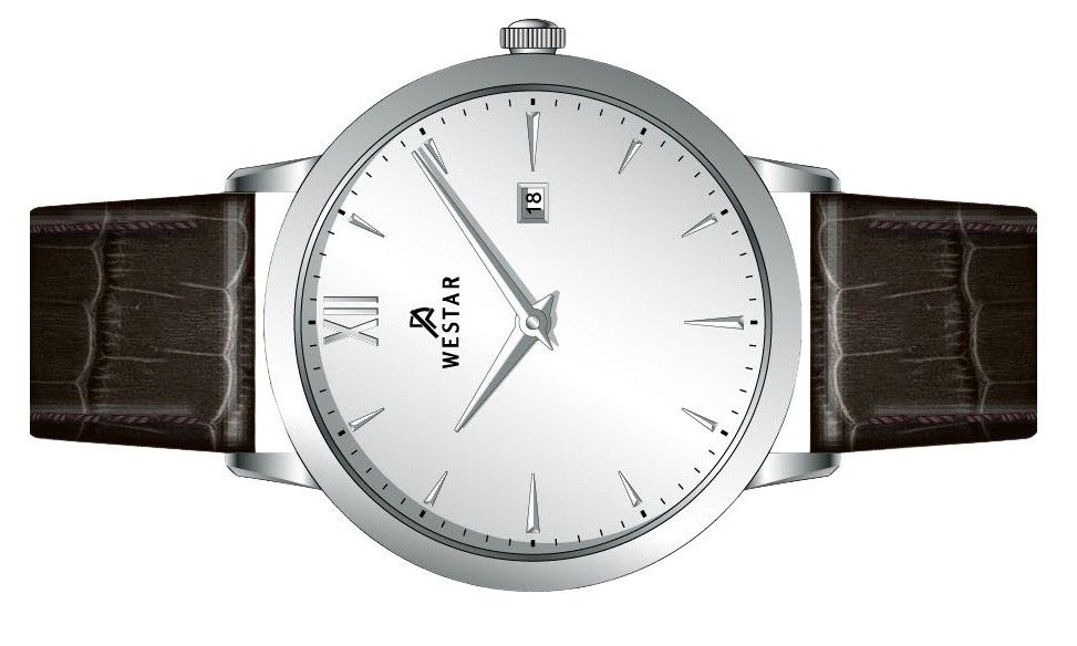Westar Profile Leather Strap Silver Dial Quartz 50214STN127 Men's Watch