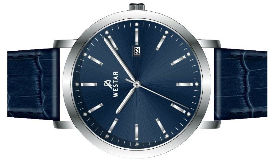 Westar Profile Leather Strap Blue Dial Quartz 50216STN144 Men's Watch
