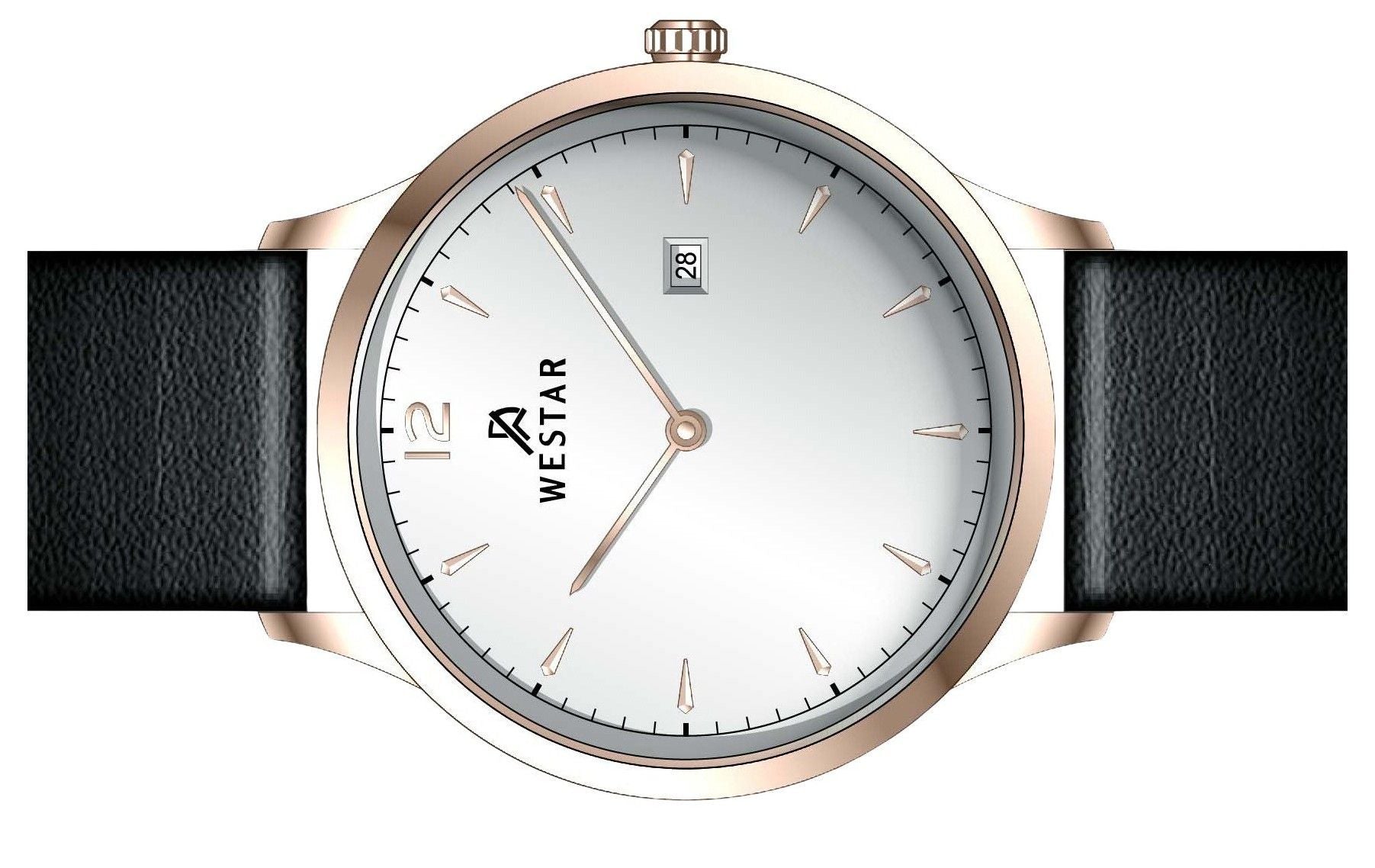 Westar Profile Leather Strap Silver Dial Quartz 50217PPN607 Men's Watch