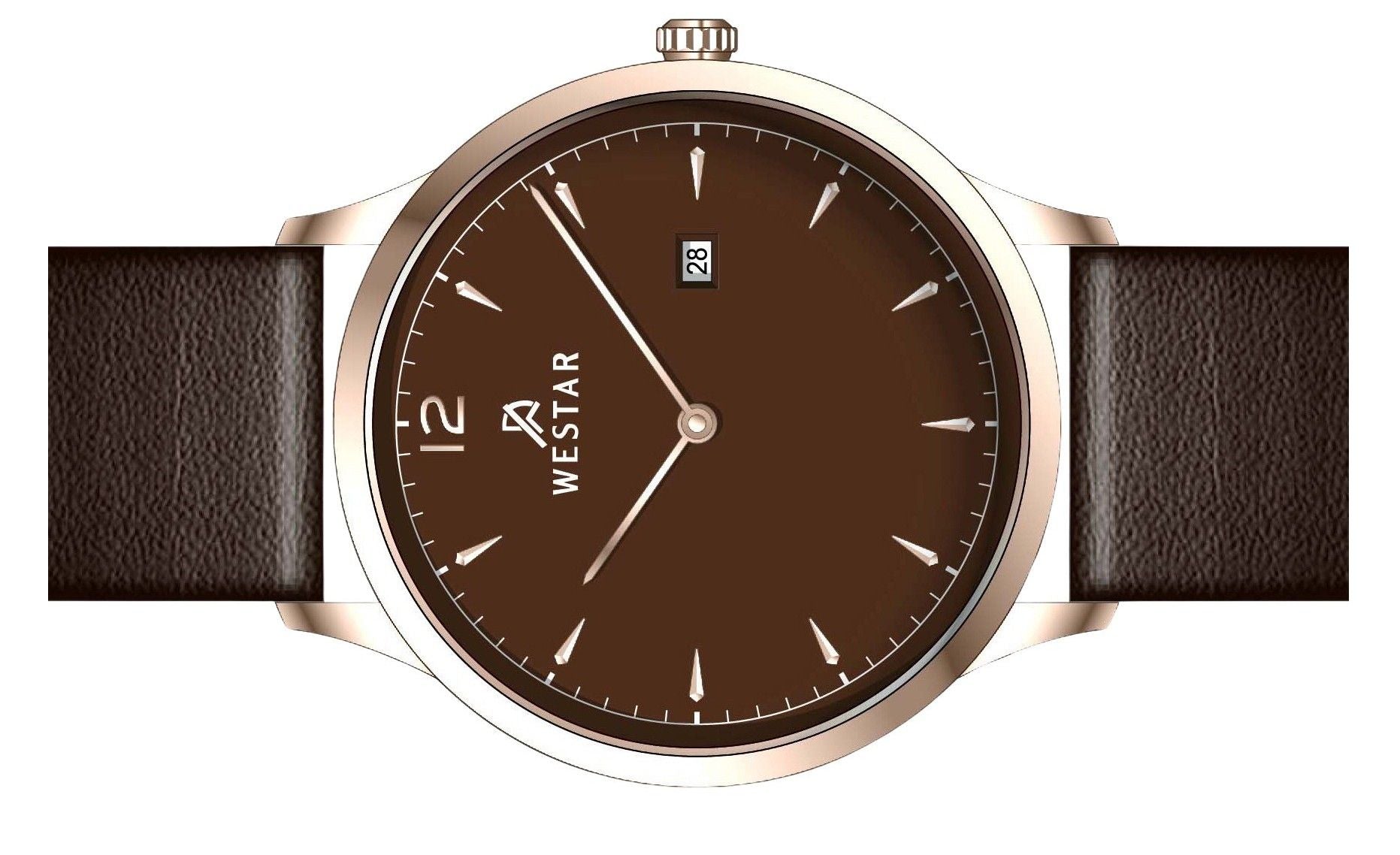 Westar Profile Leather Strap Brown Dial Quartz 50217PPN620 Men's Watch