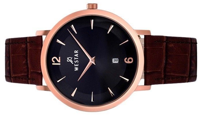 Westar Profile Leather Strap Black Dial Quartz 50219PPN623 Men's Watch