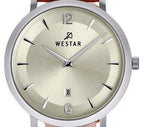 Westar Profile Leather Strap Light Champagne Dial Quartz 50219STN122 Men's Watch