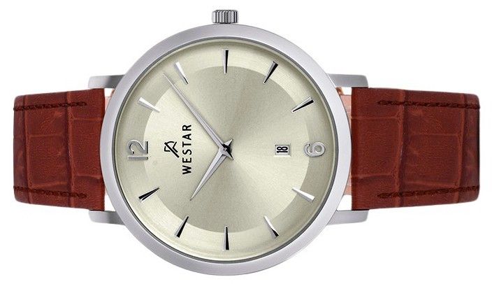 Westar Profile Leather Strap Light Champagne Dial Quartz 50219STN122 Men's Watch