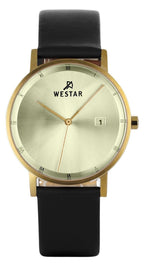 Westar Profil Schwarzes Lederarmband Helles Champagner Zifferblatt Quarz 50221GPN102 Herrenuhr