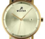 Westar Profil Schwarzes Lederarmband Helles Champagner Zifferblatt Quarz 50221GPN102 Herrenuhr