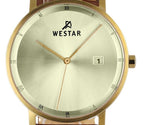 Westar Profile Leather Strap Light Champagne Dial Quartz 50221GPN122 Men's Watch