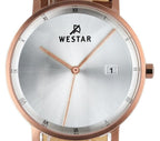 Westar Profile Brown Leather Strap Silver Dial Quartz 50221PPN627 Men's Watch