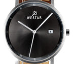 Westar Profile Leather Strap Black Dial Quartz 50221STN103 Men's Watch
