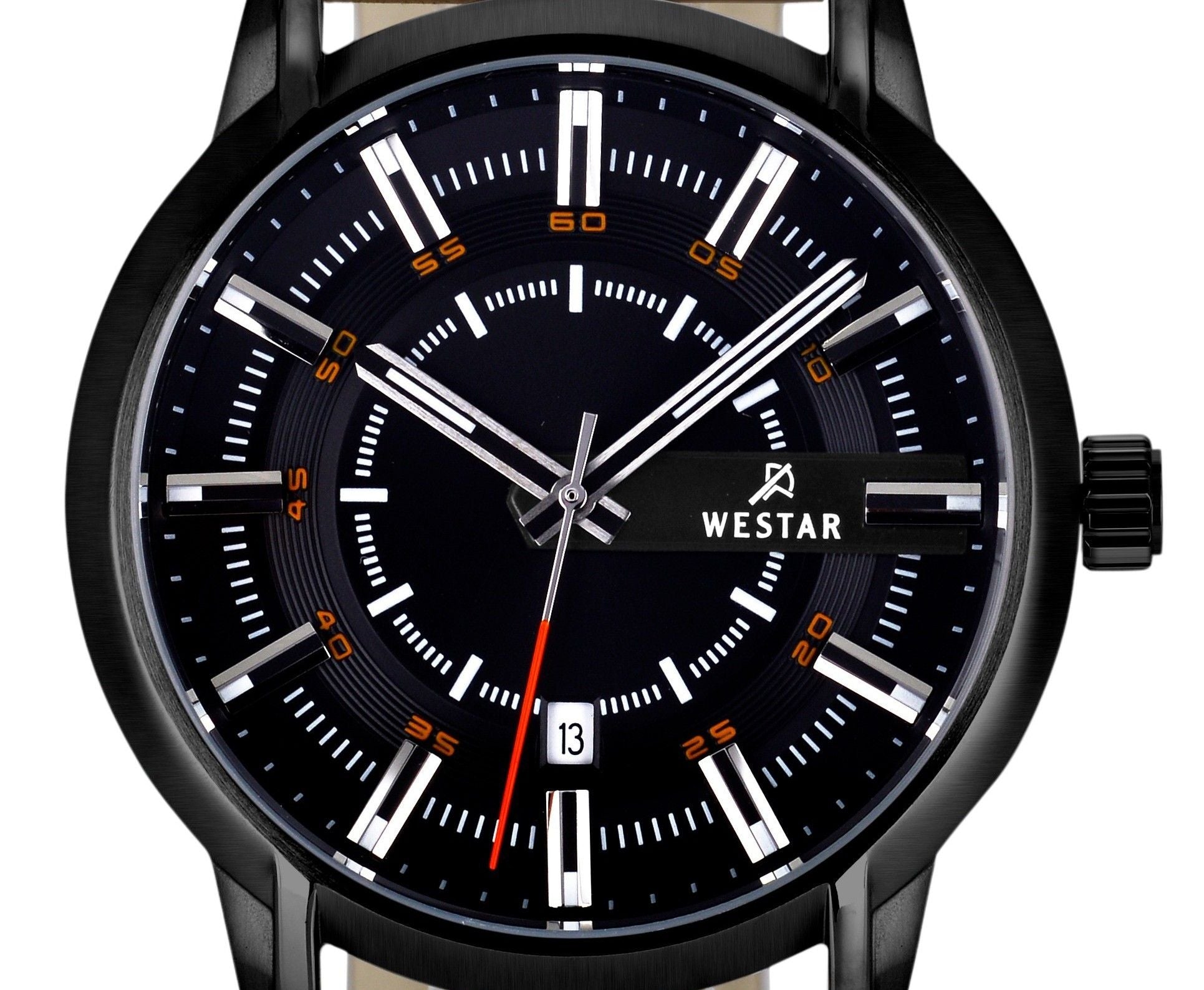 Westar Profile Leather Strap Black Dial Quartz 50228STN883 Men's Watch