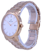 Westar White Dial Rose Gold Tone Stainless Steel Quartz 50243 PPN 601 Men's Watch
