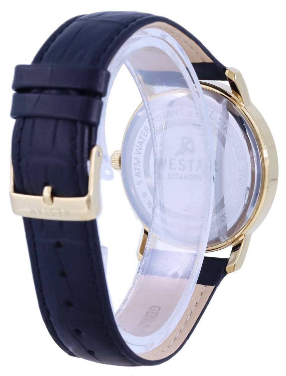 Westar Black Dial Gold Tone Stainless Steel Quartz 50244 GPN 103 Men's Watch