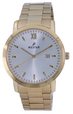 Westar Silver Zifferblatt Goldfarbenes Edelstahl Quarz 50245 GPN 102 Herrenuhr