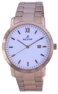 Westar White Dial Rose Gold Tone Stainless Steel Quartz 50245 PPN 601 Men's Watch