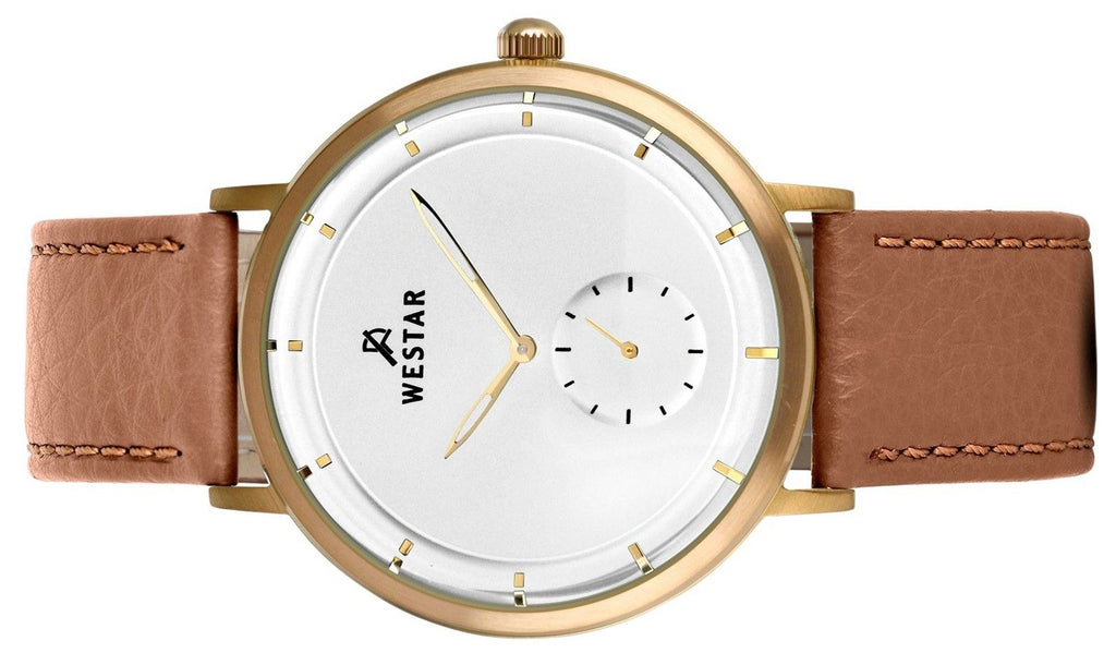Westar Profile Leather Strap Silver Dial Quartz 50246BZZ187 Men's Watch