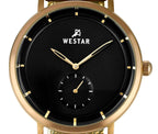 Westar Profile Goldfarbenes Edelstahl Schwarzes Zifferblatt Quarz 50247BZZ103 Herrenuhr