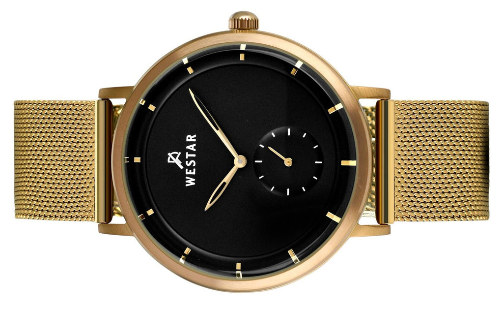 Westar Profile Gold Tone Stainless Steel Black Dial Quartz 50247BZZ103 Men's Watch