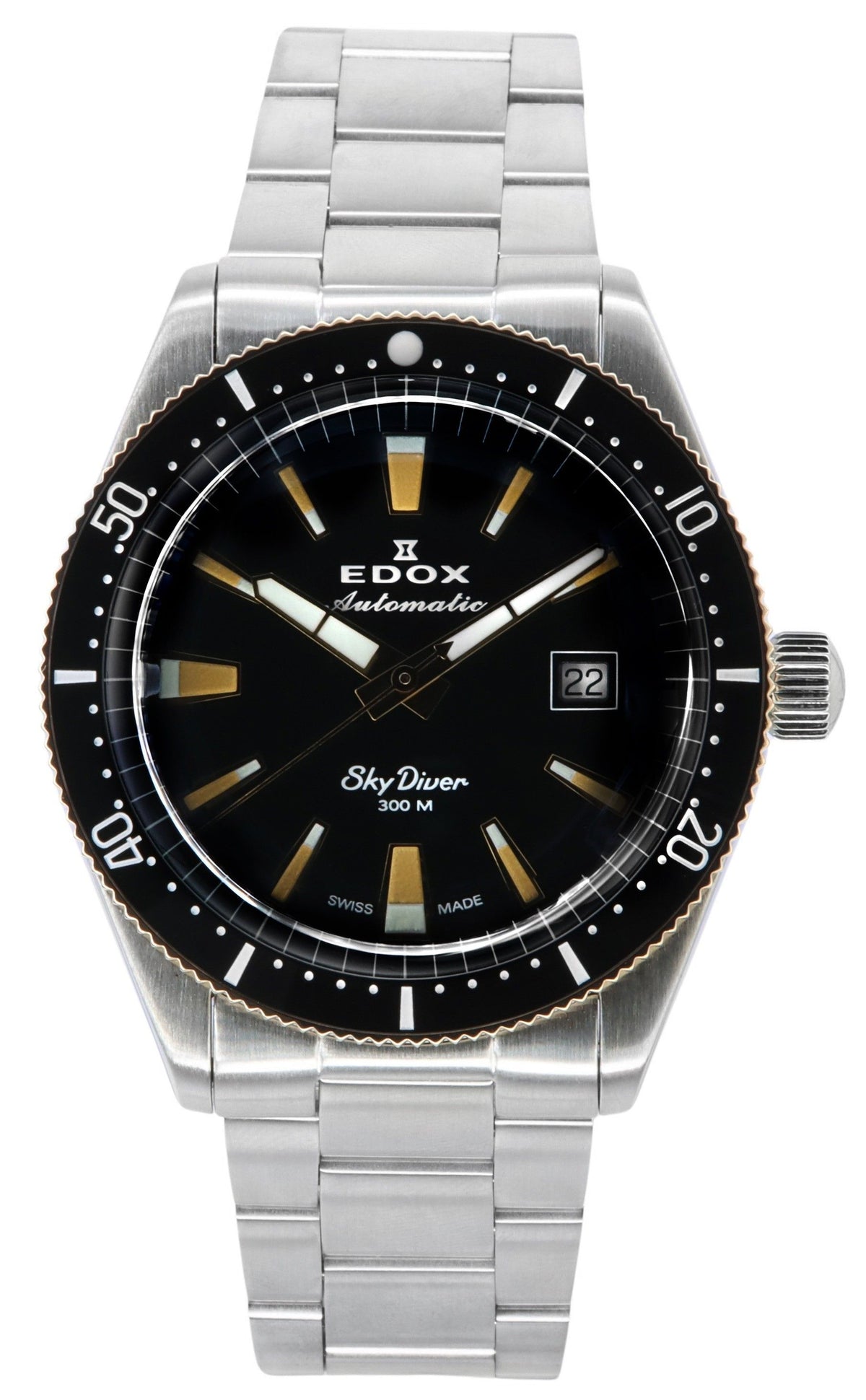 Edox Skydiver Limited Edition automatisch duikershorloge met zwarte wijzerplaat 80126357RNMNIRB 300M herenhorloge